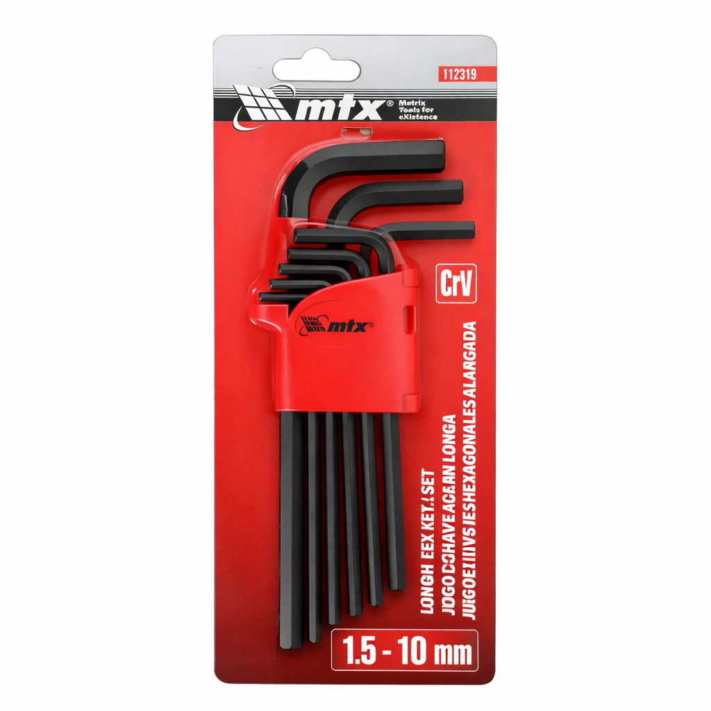 Jogo de Chave Allen Longa MTX 1,5mm a 10mm 9 Peças em Aço Resistente Ferramentas Profissionais