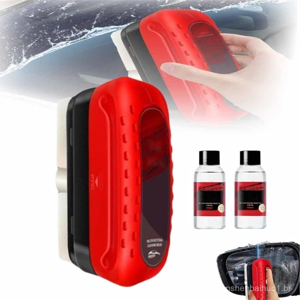 Automotive Oil Film Cleaning Brush 2.0 with 2 Extra Cleaner, 2024 Upgraded Glass Oil Film Remover Brush for Car, Car Gla