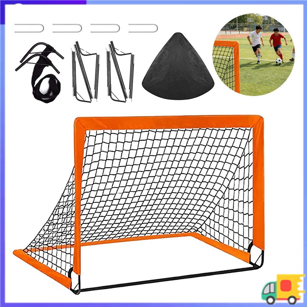 Gol de futebol portátil, rede de futebol Pop-up dobrável ao ar livre de 1.2 x 0.9 m, laranja