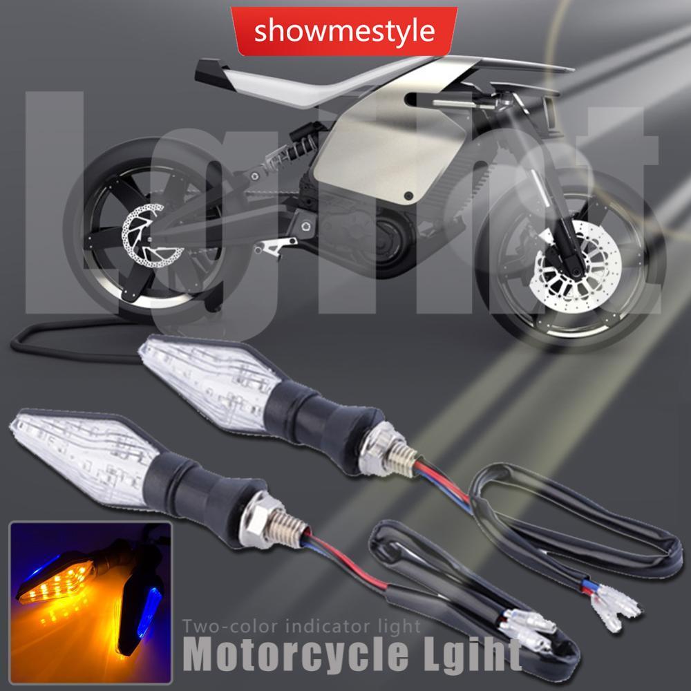 SMS 1PC Universal 12LED Âmbar + Azul Dupla Cor Motocicleta Turn Signal Luz Indicadora Pisca D9I8