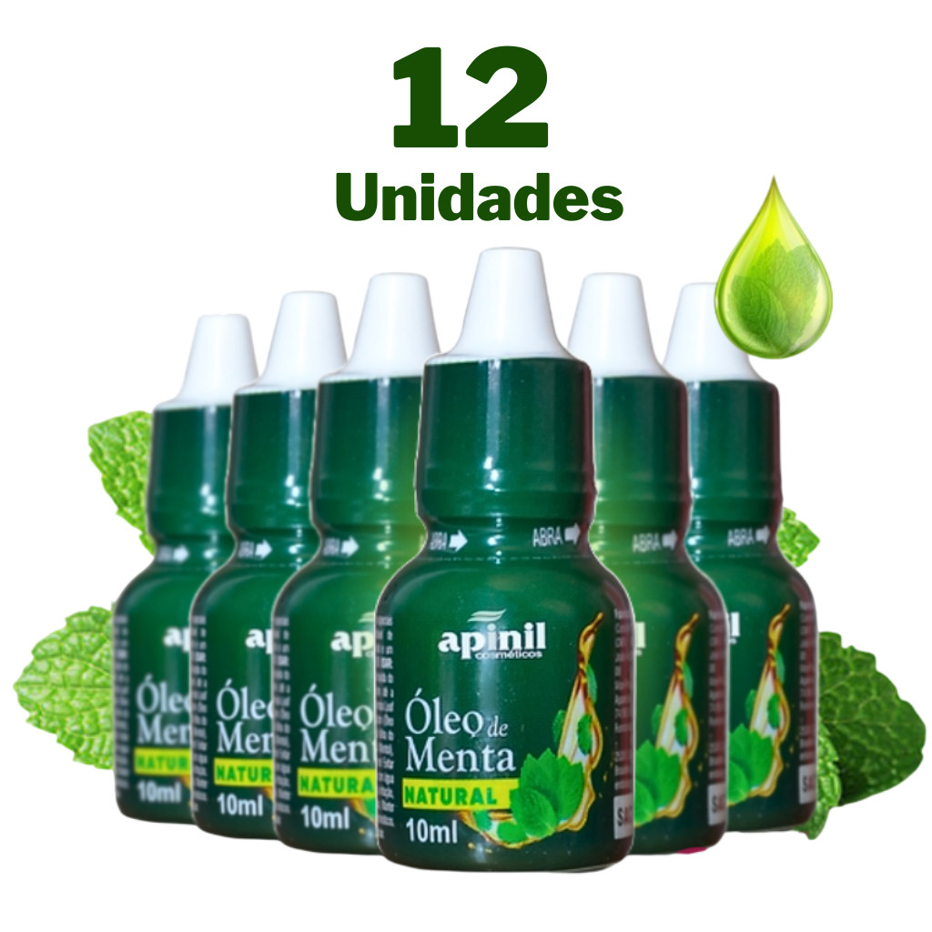Kit 12 Oleo de Menta Original Apinil 10ml - Alívio e Refrescância Instantânea!