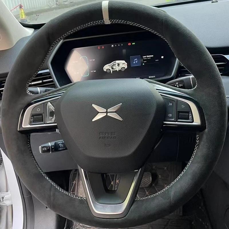 Para Xpeng Xiaopeng G3 2019-2022 p5 2021-2024 Costurado À Mão De Alta Qualidade Antiderrapante Camurça Volante Do Carro 