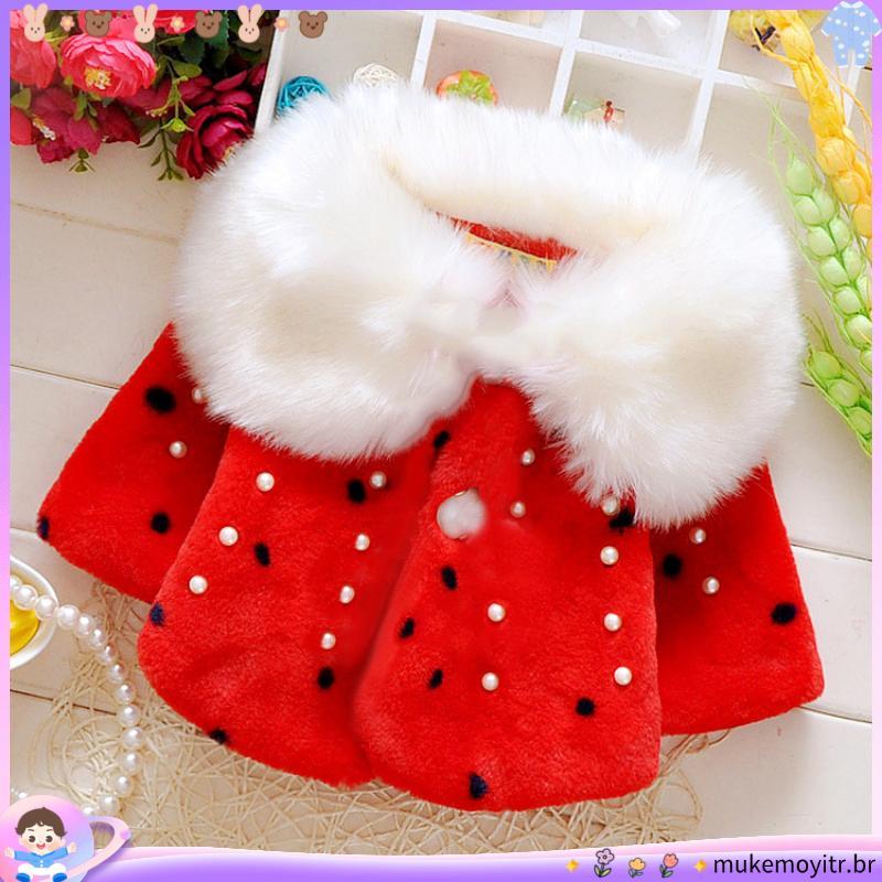 Capa De Bebê Para Meninas Pelo Aquecido Casaco Sobretudo Com Capuz Fofo Uso Externo Traje Inverno