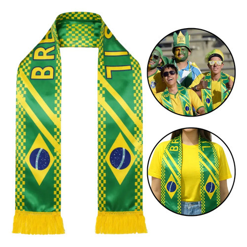 Faixa Cachecol Bandeira Do Brasil Copa Do Mundo Torcedor Verde Amarelo Copa Brasil M
