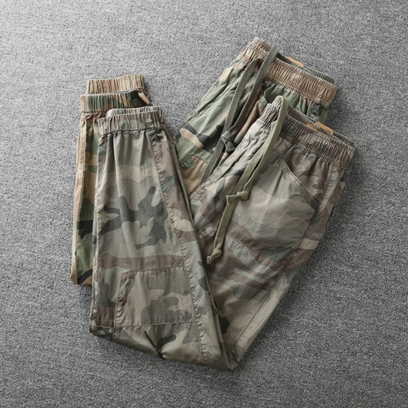 Calças camufladas masculinas forças especiais resistentes ao desgaste resistente à sujeira paraquedista americano Retro 
