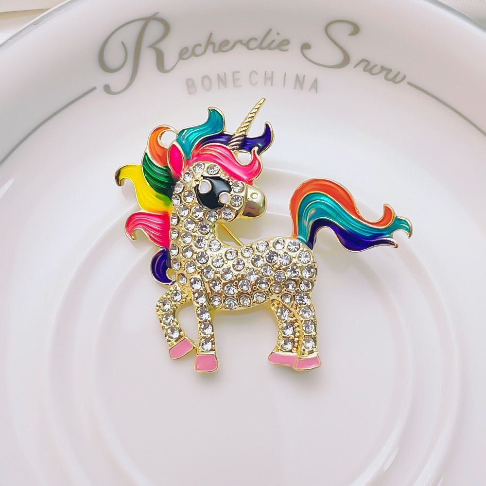 WANMIGUISP1314 Cartoon Cute Corsage Colorido My Little Pony Broche Premium cravejado de diamantes Cartoon Rainbow Pony J