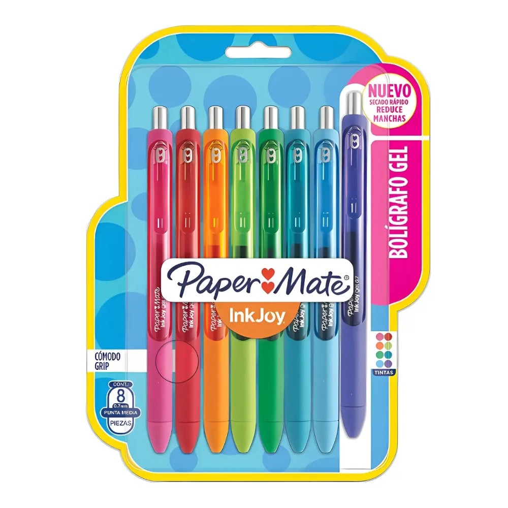 Caneta Paper Mate Inkjoy Gel Rt 0.7 Blister Com 8 Unidades - 1997110