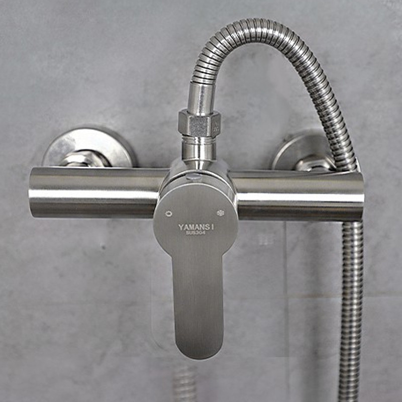 Torneira de chuveiro de aço inoxidável 304, torneira tripla oculta para banheiro, válvula de mistura escovada quente e f