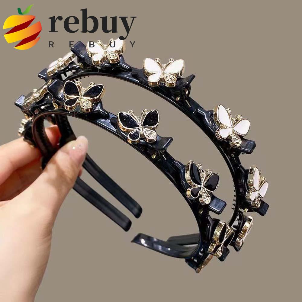 REBUY1 Faixas De Cabelo Com Clipes , Argola De Borboleta Feminina Doce Brilhante , Faixa Plástico Elegante Para Festa