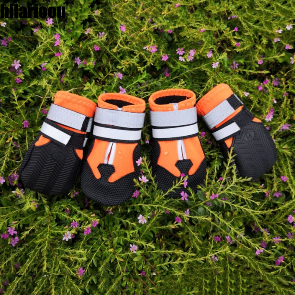 HILARIOOU 4 Unidades/Conjunto Calçados Esportivos Ao Ar Livre Para Cães , Botas De Chuva Antiderrapantes Reflexivas Resi