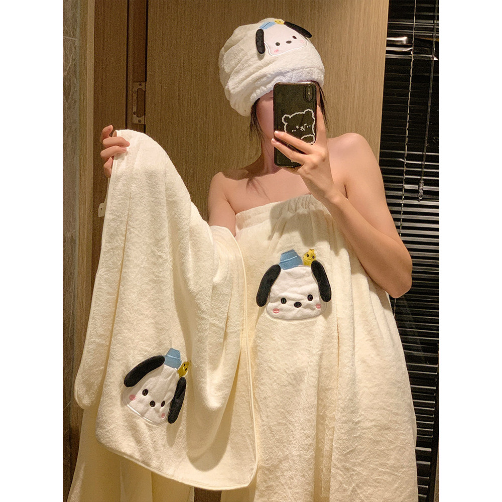 Toalha de banho fofa feminina, absorvente, de secagem rápida, toalha de banho para adultos, saia de banho, conjunto de t