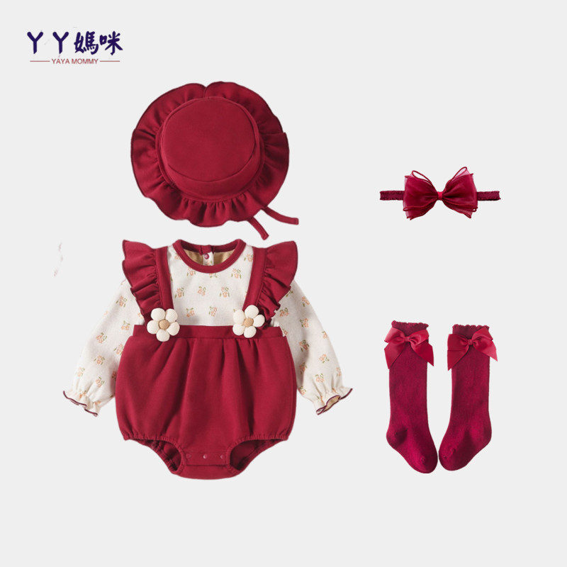 Mês inteiro roupas de bebê roupas de outono bebê menina cem dias peido roupas de um ano captura banquete semanal Super f