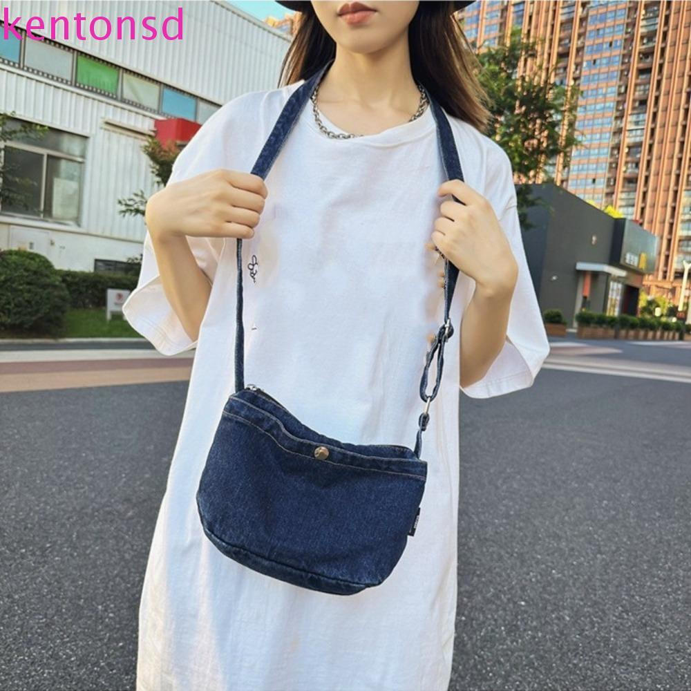 Bolsa De Ombro Jeans KENTONSD , Vintage Cowboy Hobo Crossbody De Tecido Azul De Poliéster Estilo Coreano