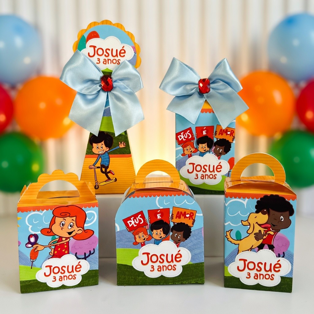 Kit Caixas Três Palavrinhas Personalizada PEGUE E MONTE / Lembrancinha de Festa /Aniversário