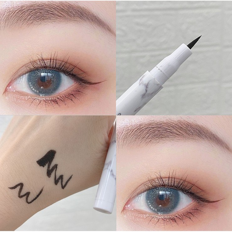 Ins Influencer Marble Straight Liquid Eyeliner Pen À Prova D 'Água À Prova de Suor Não Mancha Esponja Delineador