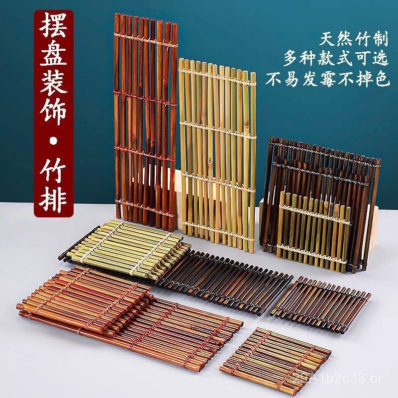Pratos decorativos de bambu, tiras de bambu, decorações de cerca de bambu, decorações para sashimi, tábuas de bambu esti