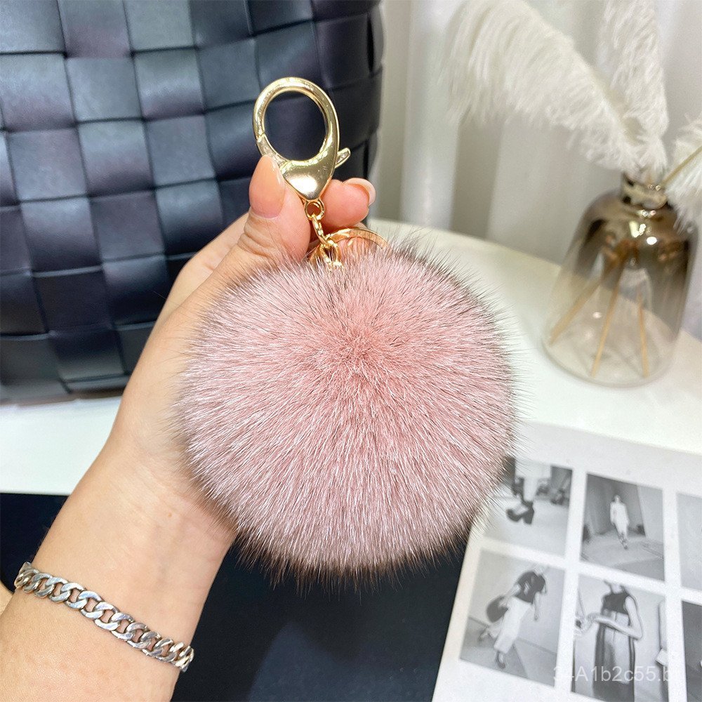 Pingente de bola de pelo de raposa, acessório para bolsa, chaveiro de carro, acessório para bolsa, pingente de pelo, bol