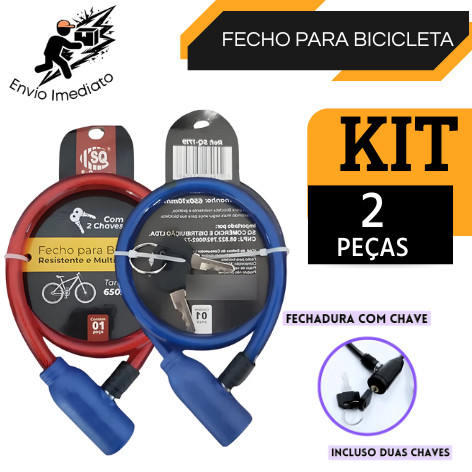 Kit 2 Corrente Cadeado para Bicicleta e Capacete Alta Segurança Trava Antifurto Reforçada Aço