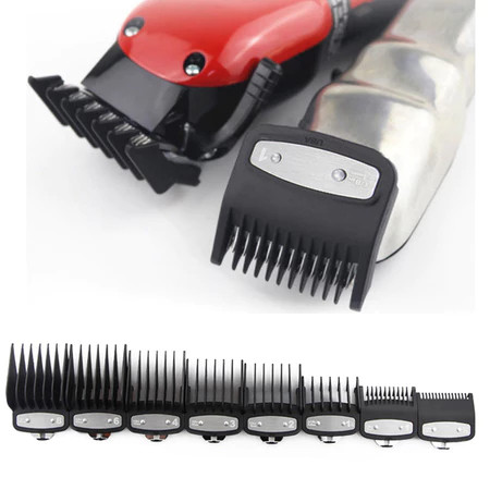 8/4 peças de Metal corte de cabelo tesoura elétrica lâmina Trimmer limite pente salão de beleza cabeleireiro dedicado