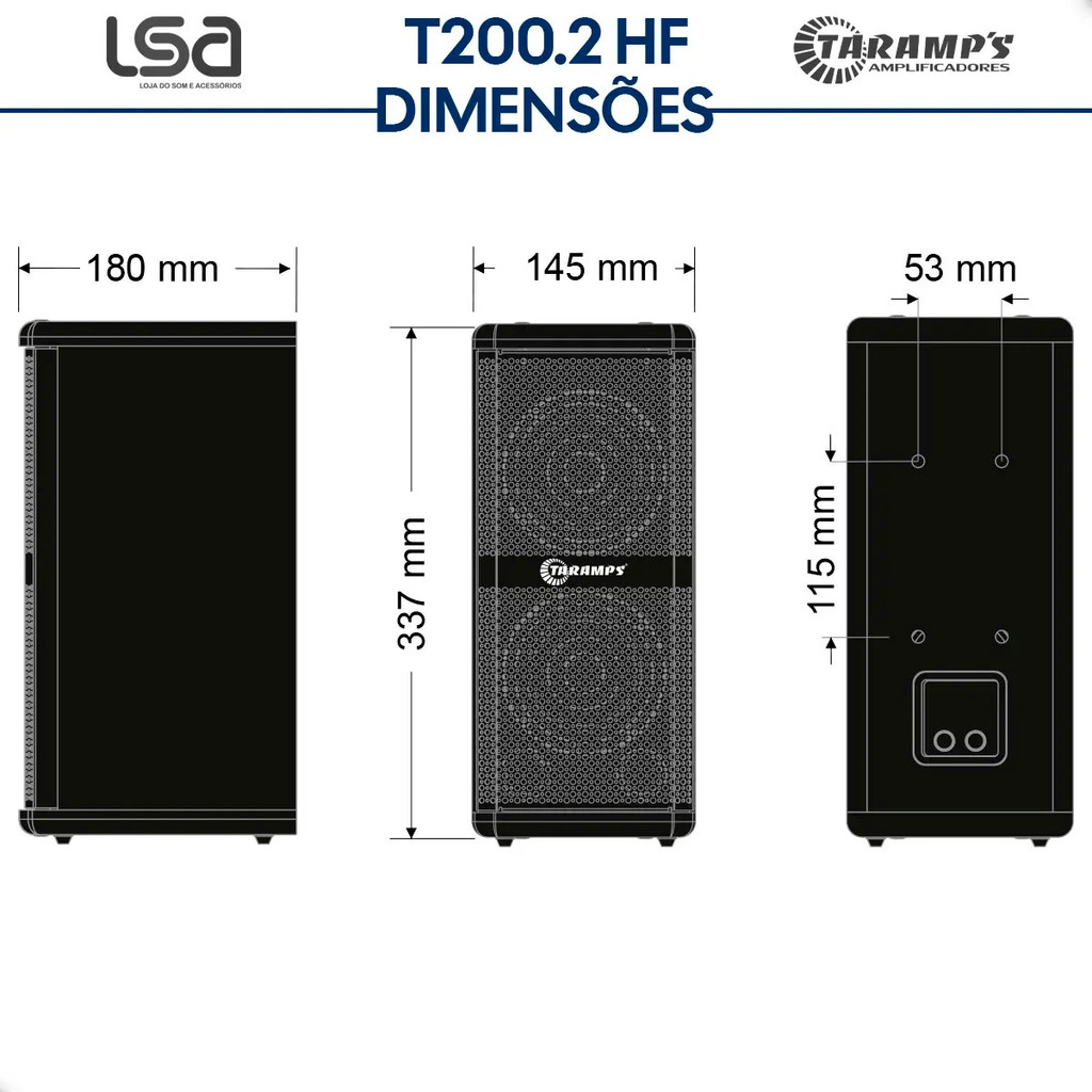Caixa Acústica Taramps T200.2 ou T400.4 HF Com ou Sem Suporte de 2 ou 4 Auto Falantes Som Limpo · foto 2
