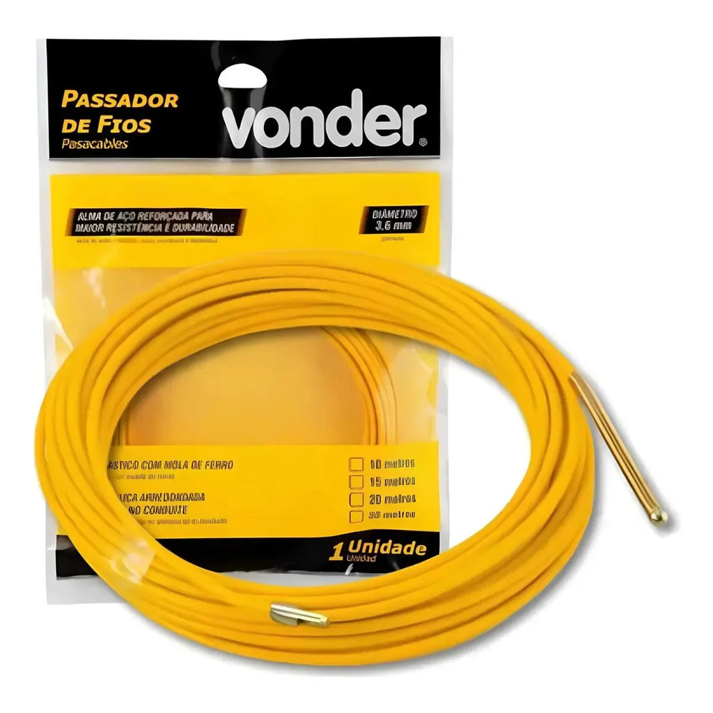 Guia Passa Fios 20 Metros Sonda Pvc Com Alma De Aço Vonder