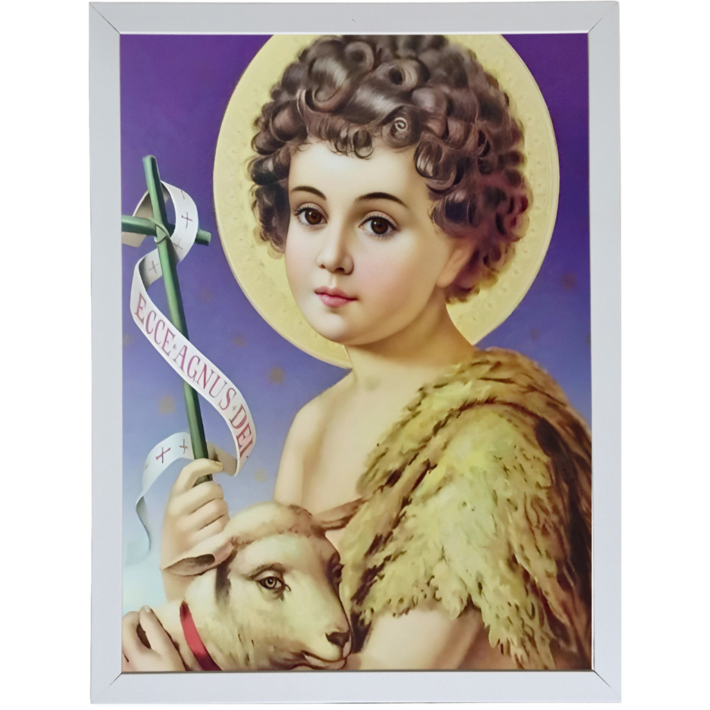 Quadro Decorativo 33x45 São João Batista Mold Branca