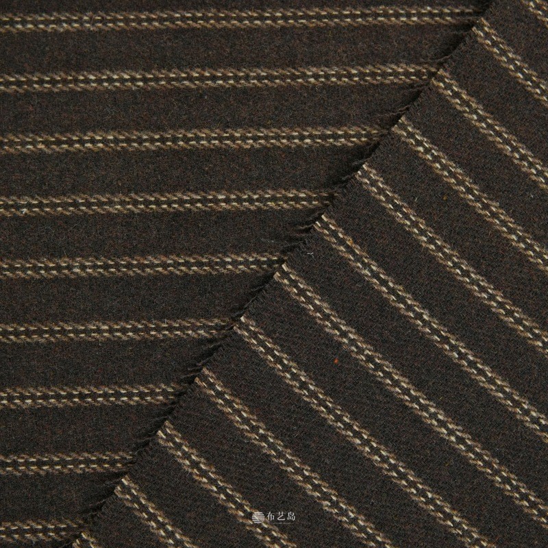 Estilo fino High-End sentir marrom listras verticais primavera outono fino tecido de lã terno calças saia vestido tecido