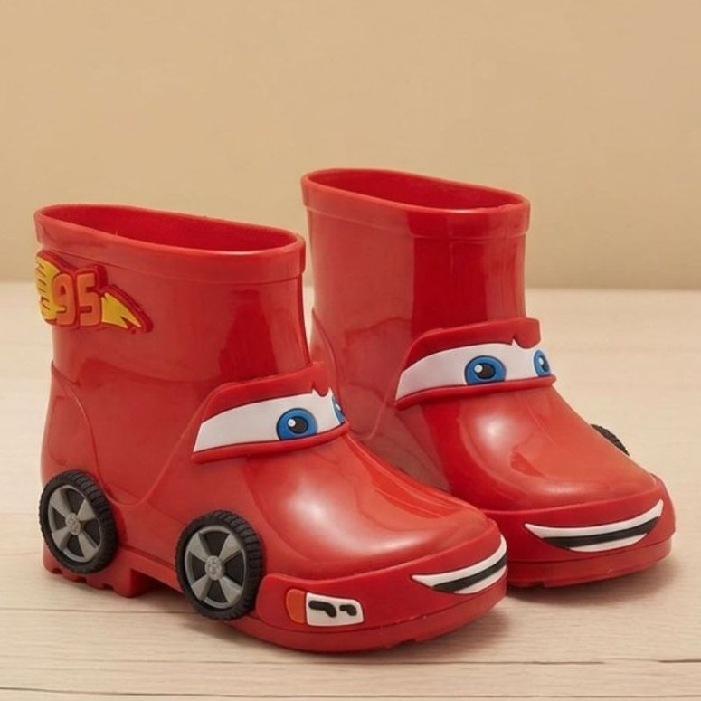 Bota Infantil Galocha Menino Carros Rodinha Divertida Antiderrapante Bota de Chuva Confortável