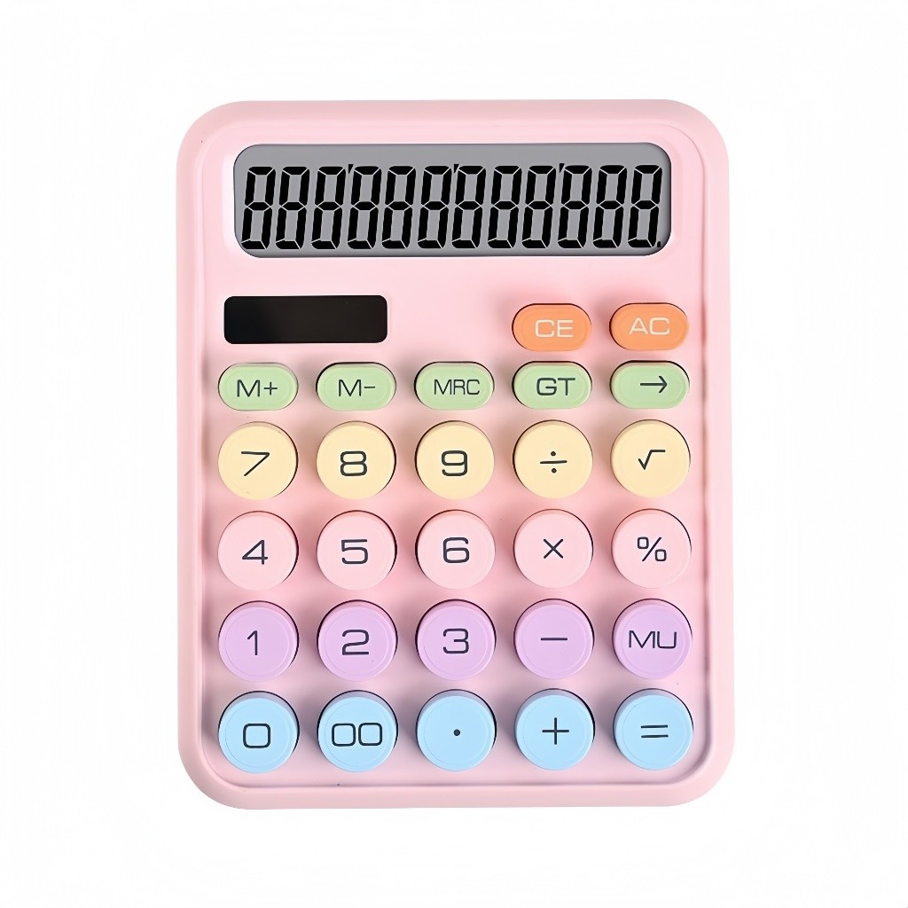Calculadora 12 Dígitos Colorida Teclas Grandes Estilo Mecânico Design Moderno para Escola Escritório Fácil de Usar