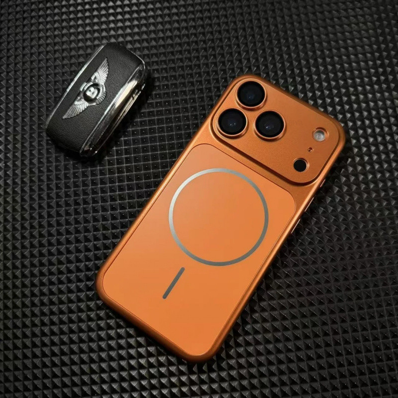Transformação novo estilo iphone 17 pro max para iphone 17 16 15 14 13 textura de Metal nu luz fosco caso de vidro — imagem 2 de 2