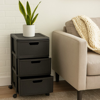 Carrinho Gaveteiro Organizador 3 Gavetas Com Rodinhas Preto/branco em Oferta na Shopee