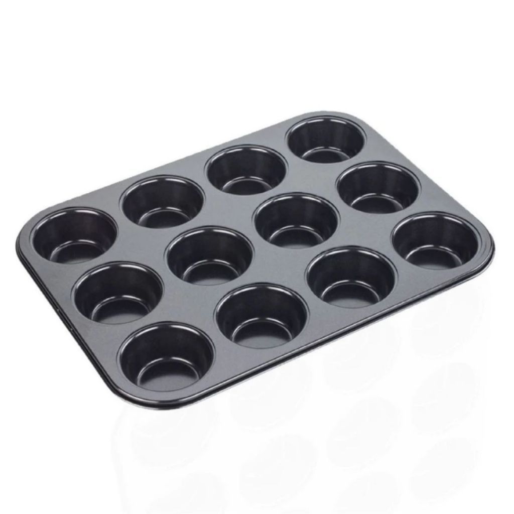 Kit Forma Cupcake 12 Cavidades Teflon Antiaderente Assadeira Cozinha Pão de Queijo Muffin Grande