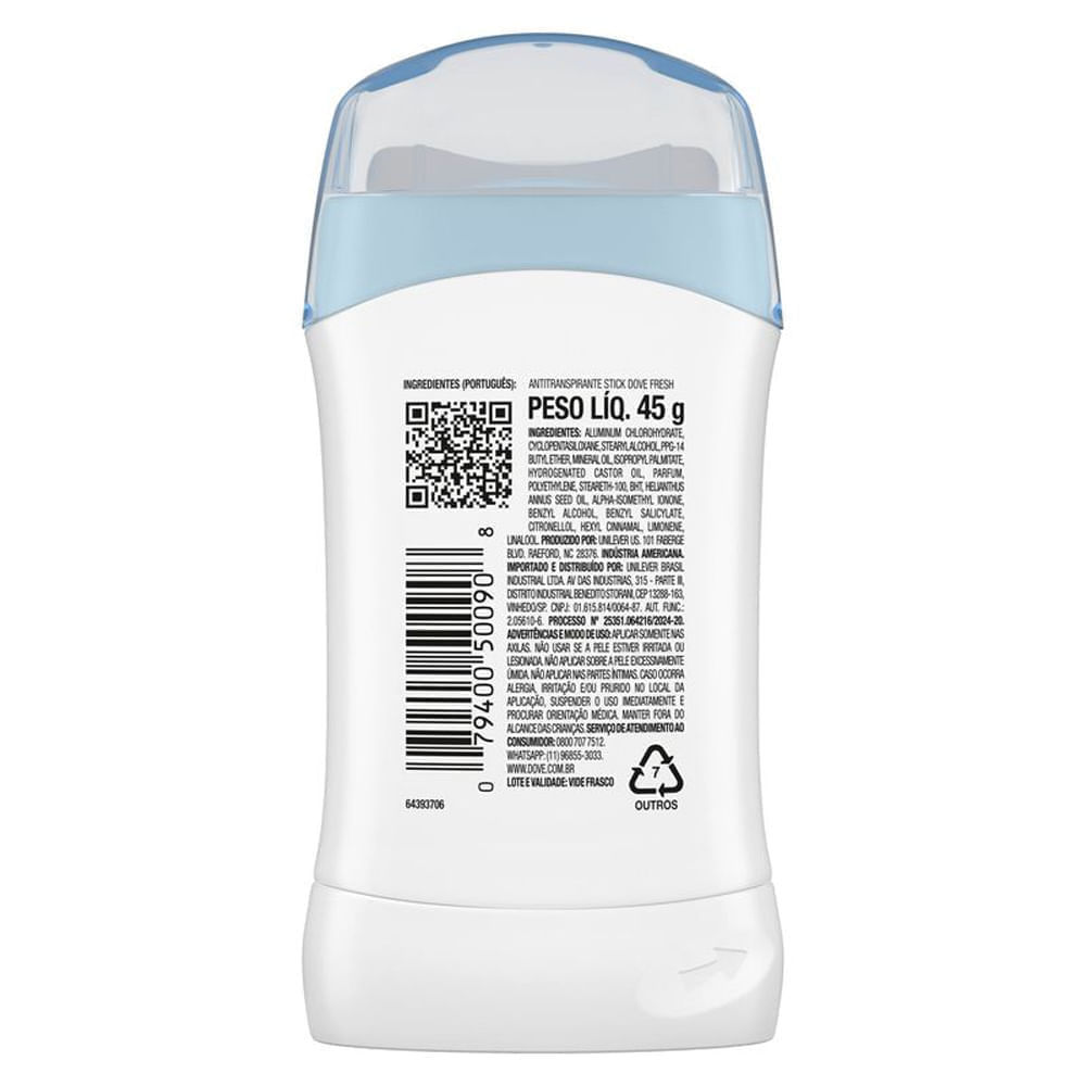 Detalhes do Desodorante Stick Dove Fresh 45g
