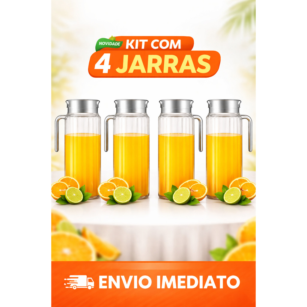 4 Jarra de Vidro 1 Litros ideal para água, suco e outras bebidas em Oferta na Shopee