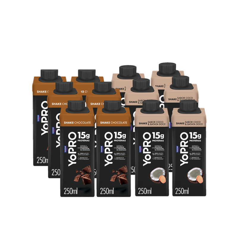 Kit YoPRO 6x 15g Chocolate 250ml + 6x 15g Coco 250ml
