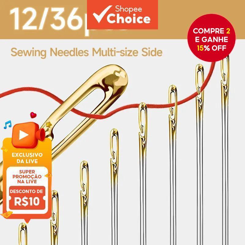 Conjunto De Agulhas De Costura , Ferramentas De Dardo De Aço Inoxidável Com Abertura Lateral De Vários Tamanhos , Presen
