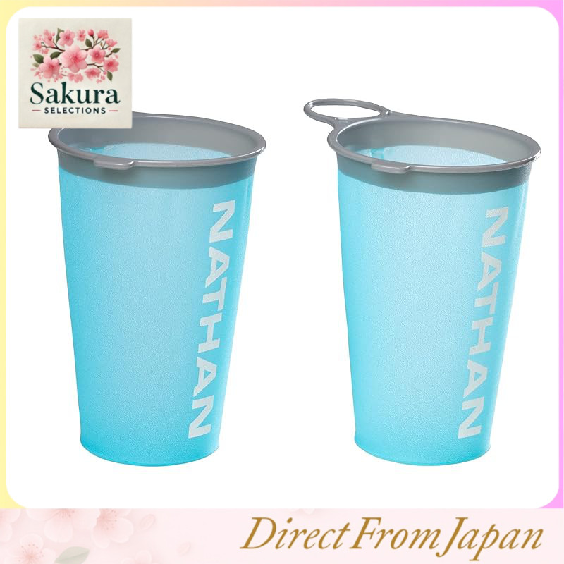 Nathan Hydration Soft Cup Foldable Portable Reusable Race Day Cup (2 Pack) NS40320 Reusable Race Day Cups (2 pieces) 200ml Blue/White Running Trail Running