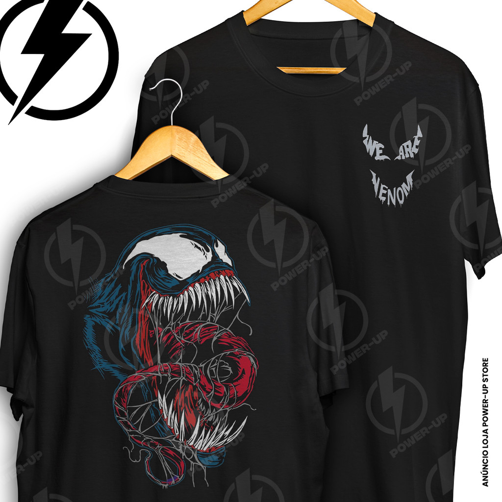 Camiseta Venom We Are Venom Anti Heroi Frente E Verso Blusa Camisa 100% Algodão