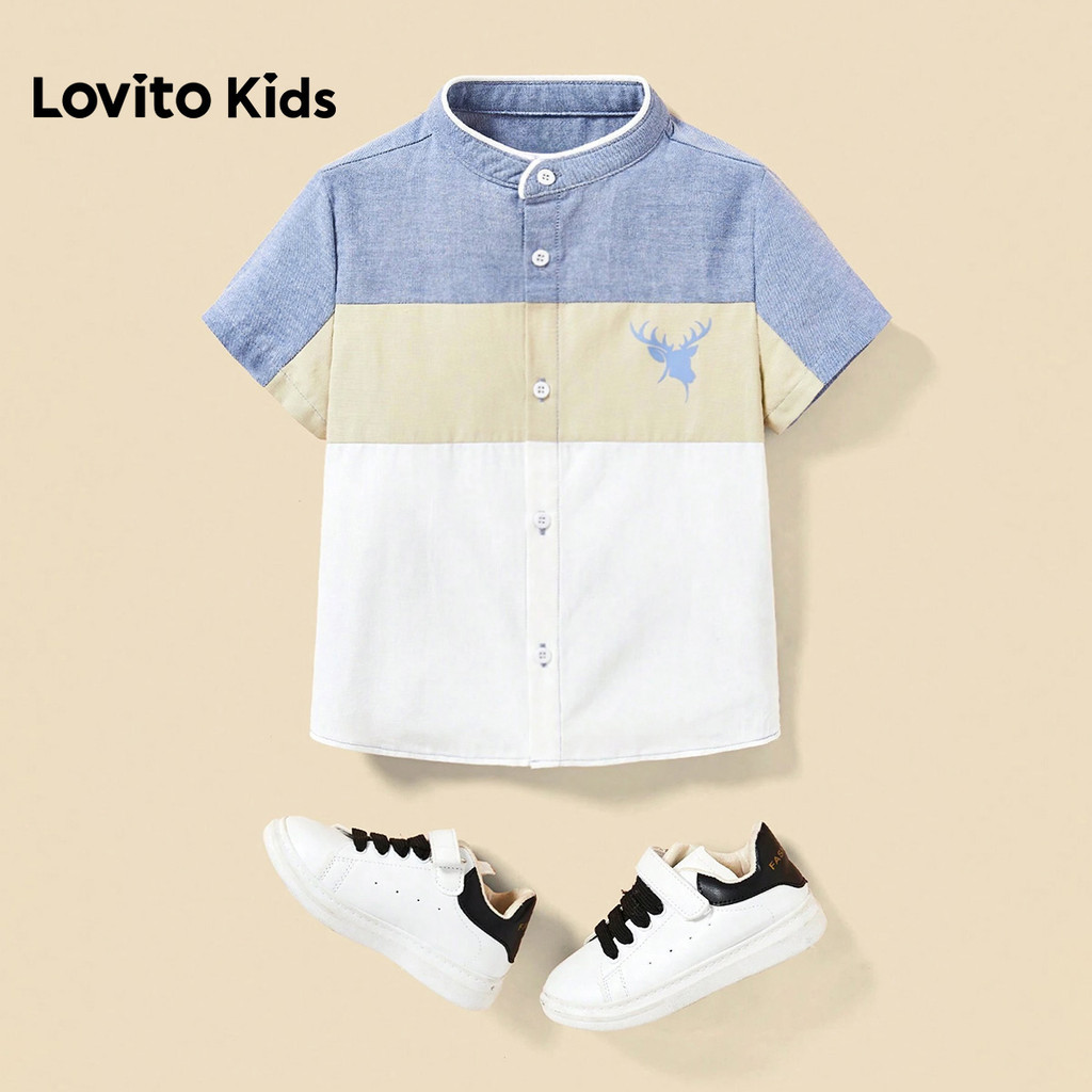 Lovito Kids Camisa Casual Botão Primavera/verão para Menino L168LD203 em Oferta na Shopee