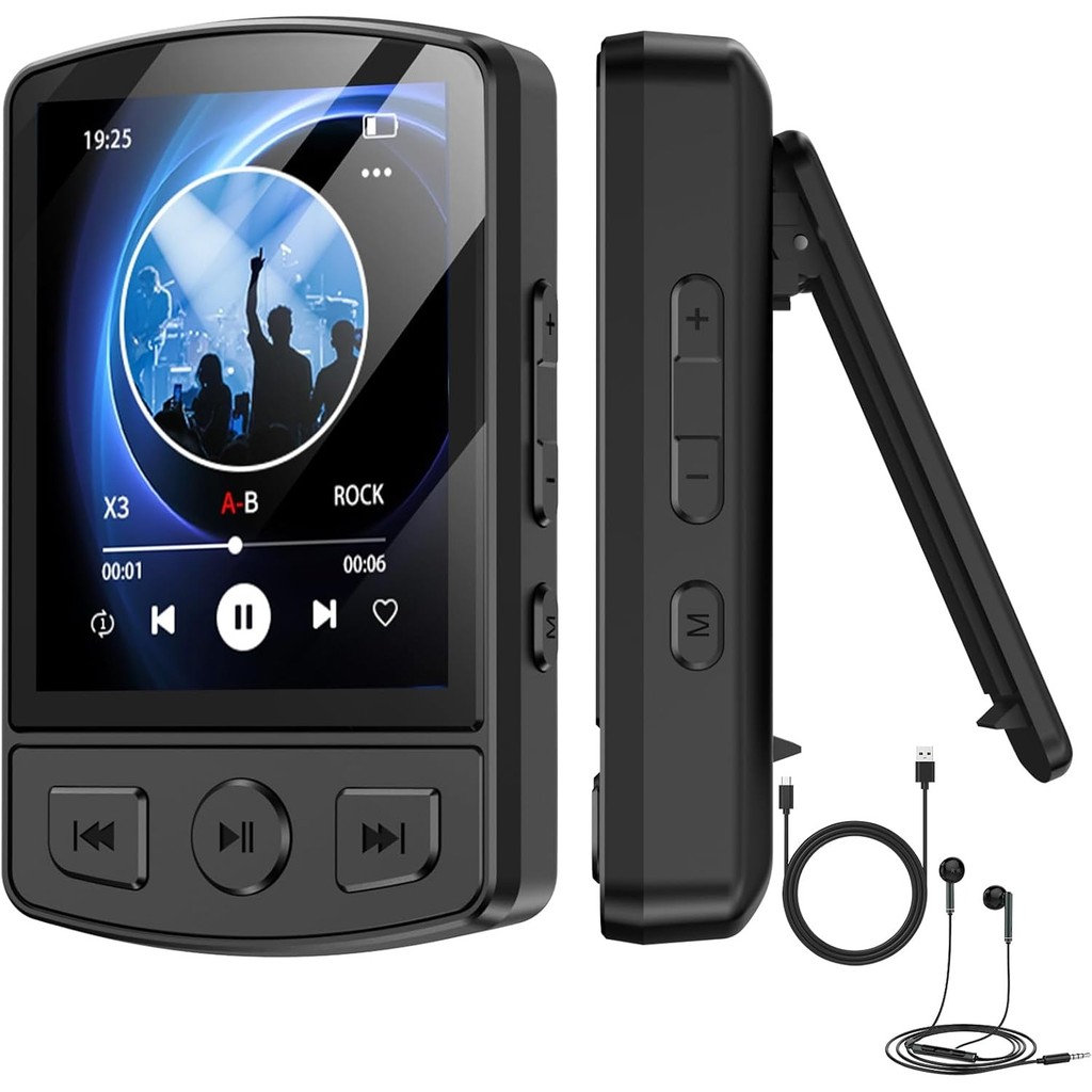 Leitor De MP3 Com Clipe Mini MP3 De 64 Gb Bluetooth 5.2 , Reprodutor De Música MP3 Portátil Fones De Ouvido , Alto-Falan