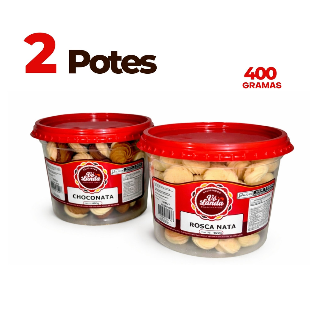 Kit 2 Potes Biscoito Amanteigado Recheado Lembrancinha Atacado Revenda 400g em Oferta na Shopee
