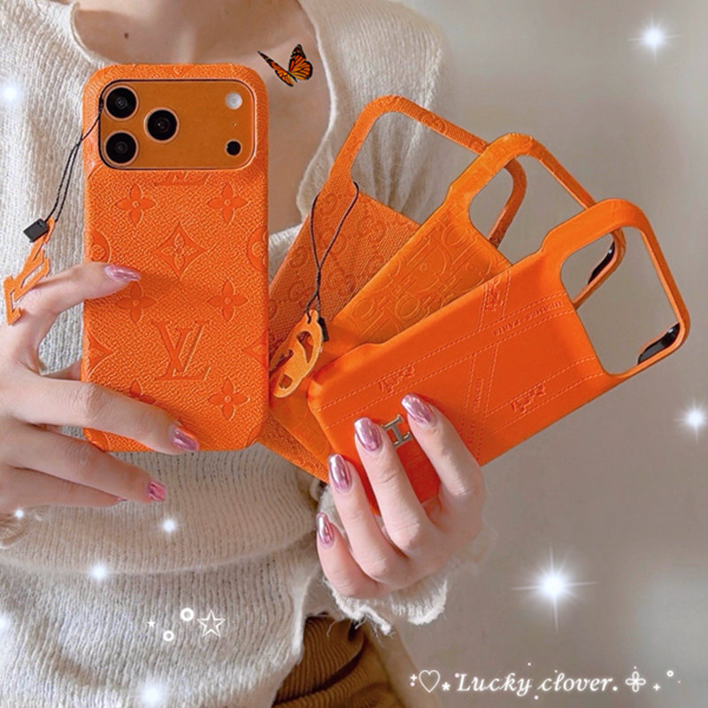 Capa De Couro Laranja Da Moda Mais Vendida Para iPhone 11 12 13 14 15 16 17 Pro Max 17 Air