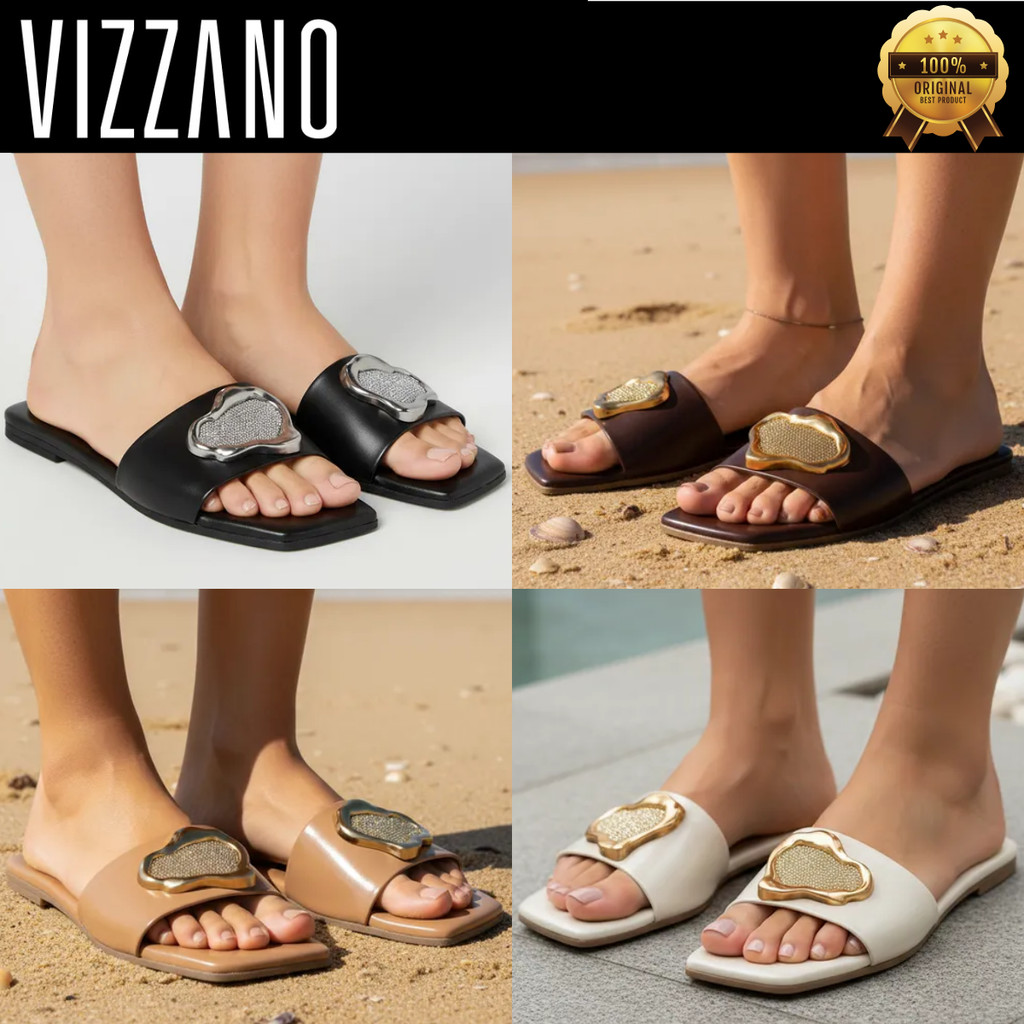 Sandália Rasteirinha Slide Feminina Vizzano Casual Macia Leve Conforto Maleável Dia a Dia Original