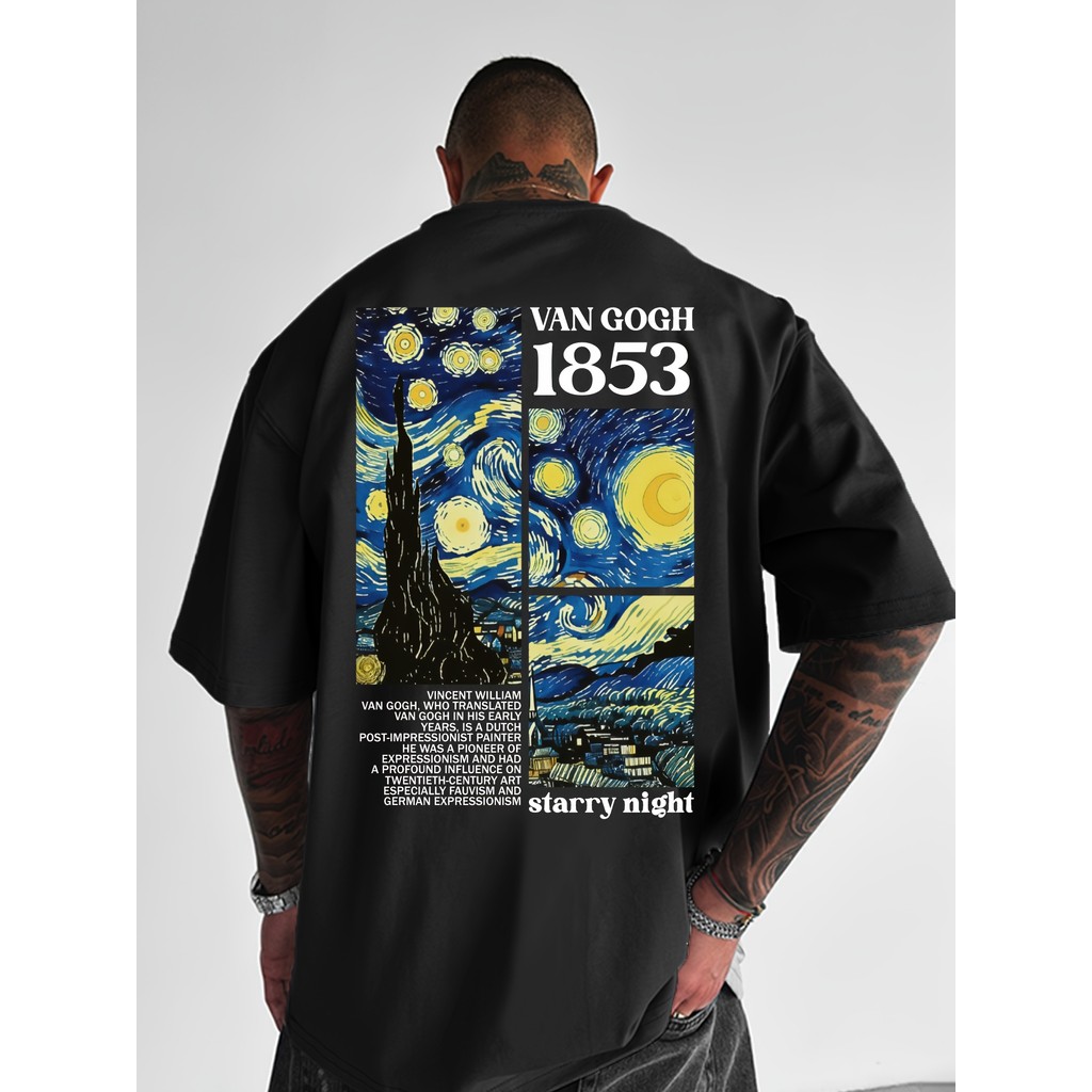 Camiseta Oversized Van Gogh Noite Estrelada 100% Algodão - Estilo Casual Verão Descrição em Oferta na Shopee