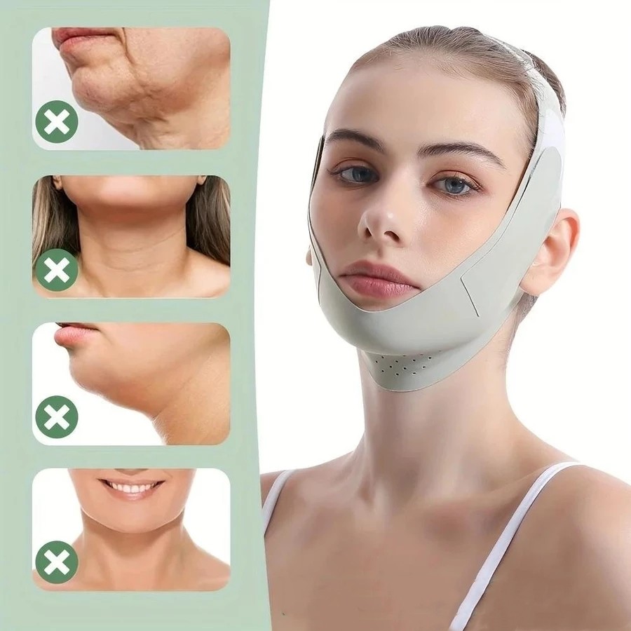 Bandagem De Emagrecimento Facial Reutilizável Linha V Modelador De Rosto Feminino Queixo Bochecha Levantar Cinto Cinta D