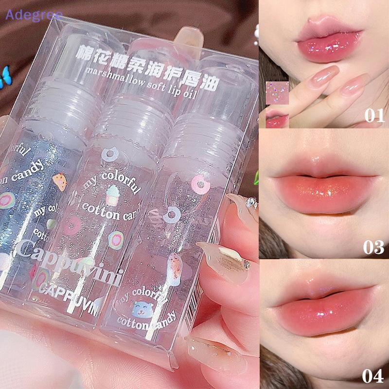 Adegree 1/3 Pçs/Caixa Transparente Glitter Lip Gloss Set Água Clara Luz Glaze Hidratante Mudança De Cor Oil Jelly Mirror