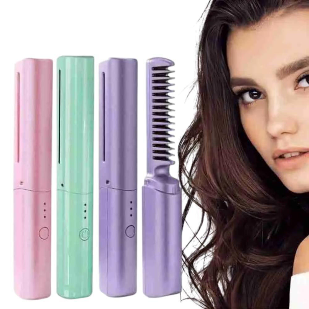 Chapinha Prancha Viagem Mini Escova Sem Fio USB Recarregavel Pente Modelador Portátil Alisadora 7.5W Sortidos
