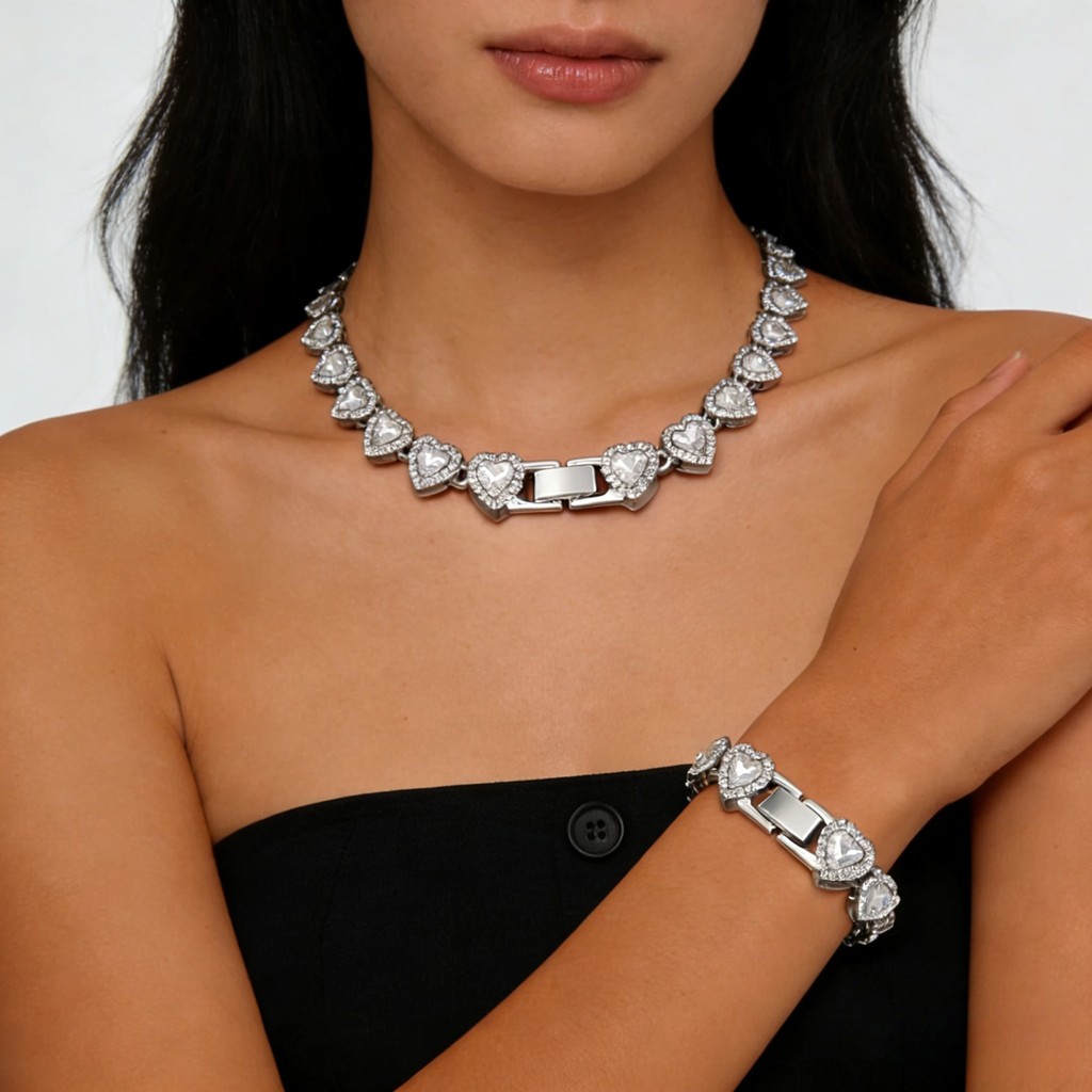 925 prata Hip Hop colar coração forma diamante colar 11mm masculino feminino pulseira acessórios moda jóias