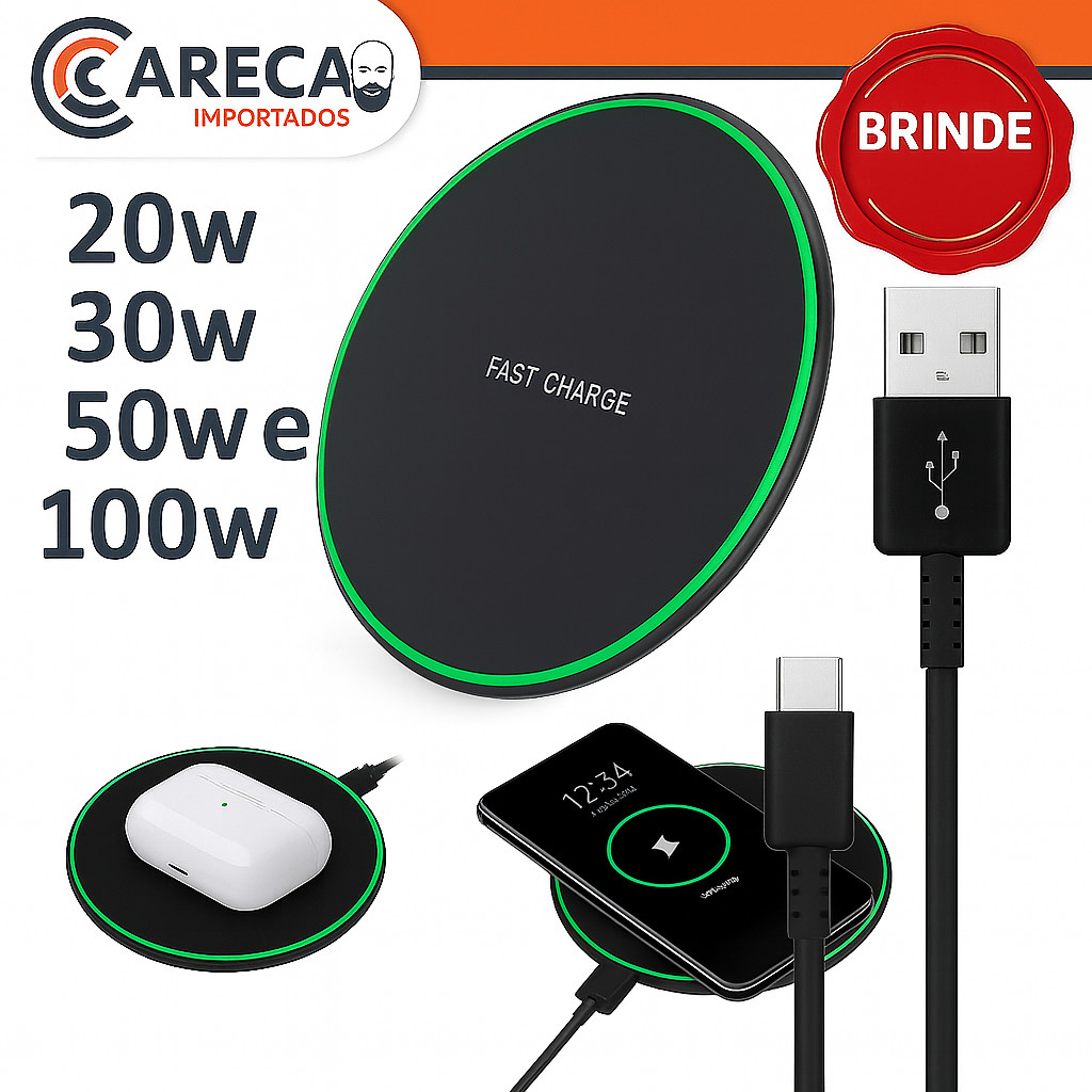 15w Carregador Sem Fio Indução P/ iPhone 11 12 13 14 15 16 17 XS Max Mini X XR S