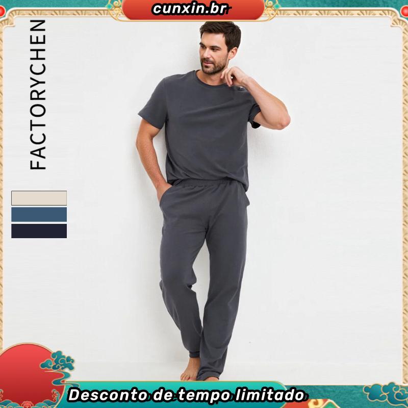 Pijama Curto Masculino Em Malha Flamê
